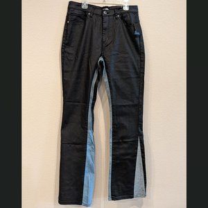 NWT - Fashion Nova Contrast Coated High Rise Stacked Flare Jeans (Size: 9)